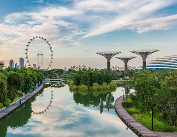 Quang cảnh Singapore đu quay và Gardens by the bay